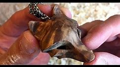 Making a wooden wolf pendant out of birch burl wood | wood carving video by Jonasolsenwoodcraft