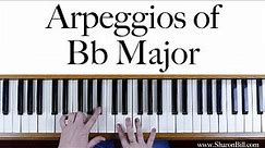 Bb (B flat) Major Arpeggios Piano hands separately and hands together