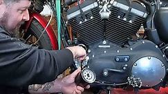 Harley Sportster engine, primary & transmission oil change.