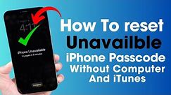 How To Reset Unavailable iPhone Passcode Without Computer And iTunes|Unlock Disabled iPhone 2024 ✅