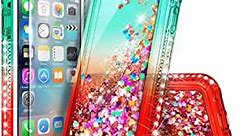iPhone 5S Case, iPhone SE/5 Case with Tempered Glass Screen Protector for Girls Women Kids, NageBee Glitter Liquid Sparkle Bling Floating Waterfall Diamond Cute Case for iPhone 5/5S/SE -Teal/Candy
