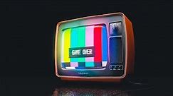 Retro old TV set Cinema 4D project model FREE template no signal static noise screen vintage intro