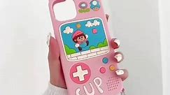 Retro Phone Case for iPhone 6/7/8/SE2,Kawaii 3D Cartoon Retro Classic Cellular Phone with Keychain Soft Silicone Shockproof Protector Cute iPhone 6/7/8/SE2 Case for Girls Women Pink
