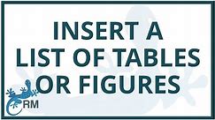 How to insert a list of tables or figures in Word