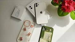 iPhone 11 white unboxing 2023|| aesthetic unboxing|| cute accessories, camera test and customizing