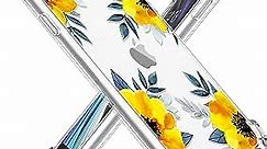 GVIEWIN Clear Flower iPhone SE 2020 Case/iPhone 8 Case/iPhone 7 Case, Soft TPU Silicone Ultra-Thin Slim Fit Transparent Woman Flowers Flexible Cover for 4.7" iPhone SE2/7/8 (Sunflowers/Yellow)