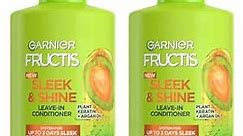 Garnier Fructis Sleek & Shine Leave-In Conditioning Cream for Frizzy, Dry Hair, Plant Keratin + Argan Oil, 10.2 Fl Oz, 2 Count (Packaging May Vary)