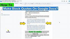 How To Make Block Quotes On Google Docs