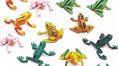 MICHLEY 50 Pieces 0.9in Realistic Plastic Frog Toy Rubber Frog Love Rainforest Character Toy Great Gift for Kids