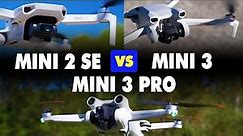 DJI Mini 2 SE vs Mini 3 vs Mini 3 Pro | Mini Drone Comparison - Start Here