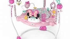 Bright starts Disney Baby Minnie Mouse Forever Besties Baby Activity Center Jumper with 10 Toys, Lights & Sounds, 360-Degree Seat, 6-12 Months (Pink)