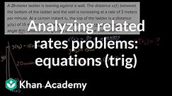 Analyzing related rates problems: equations (trig) | AP Calculus AB | Khan Academy