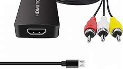 Dingsun HDMI to RCA Converter, AV HDMI to Older TV Adapter Compatible for Apple , Xiaomi Mi, Android TV Box, Roku, Fire Stick, DVD, Blu-ray Player ect. Supports PAL/NTSC