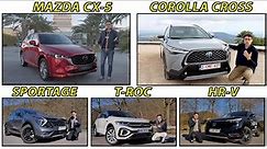 Toyota Corolla Cross vs Honda HR-V vs Kia Sportage vs VW T-Roc vs Mazda CX-5 best compact SUV review