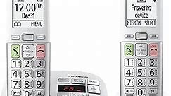 Panasonic Cordless Phone, Easy to Use with Large Display and Big Buttons, Flashing Favorites Key, Built in Flashlight, Call Block, Volume Boost, Talking Caller ID, 2 Cordless Handsets - KX-TGU432W