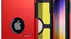 Spigen Tough Armor Case for iPhone SE 2022/SE 3/SE 2020/8/7 - Extreme Protection, Red, Kickstand