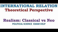 INTERNATIONAL RELATION: REALISM- CLASSICAL VS NEO