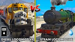GTA 5 : DIESEL LOCOMOTIVE FREIGHT TRAIN VS STEAM LOCOMOTIVE TRAIN (WHICH IS BEST?)