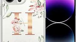 Somlatic Custom Flower Phone Case Monogram Initial Letters Personalized Floral Phone Cover Flowers Protective Clear Case Compatible with iPhone 15 14 13 12 11 Pro Max Mini X XS XR