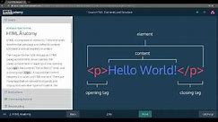 Learn HTML with Codecademy: Introduction to HTML Part 1.