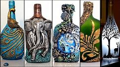 5 Bottle art ideas/Bottle decoration/Wine bottle craft/art and craft