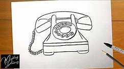 How to Draw an Old Telephone Step by Step