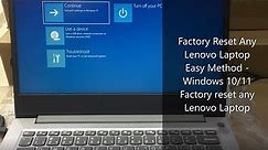 Factory Reset Any Lenovo Laptop Easy Method - Windows 10/11 | Factory reset any Lenovo Laptop
