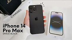 iPhone 14 Pro Max Space Black aesthetic unboxing 🧸 asmr + cute phone cases ✨️