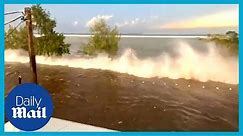 Tonga tsunami: Powerful moment tidal wave hits the Pacific island