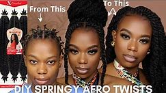 How To Springy Afro Twist On short Natural Hair|Outre X-pression Twisted Up| Easy Protective Style