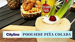 A poolside piña colada with coconut cream
