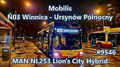 Mobilis - linia N03, MAN NL253 Lion's City Hybrid #9546