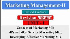 Concept of Marketing Mix |4P, 4C, Service Marketing Mix Marketing Management | marketing management