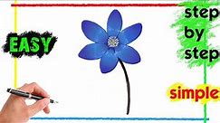 How To Draw a blue flowers
