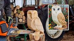 Chainsaw Carving a Barn Owl. Step by Step.