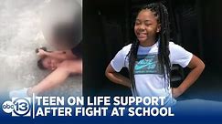 Teen on life support after fight outside middle school