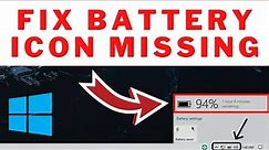 How To Fix BATTERY Icon Missing Windows 10 | Fix BATTERY ICON Disappeared From Taskbar