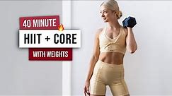 40 MIN KILLER HIIT & CORE Workout - With Weights - Full Body and Abs at Home + Dumbbells