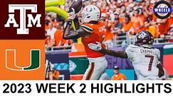 Miami vs #23 Texas A&M Highlights | College Football Week 2 | 2023 College Football Highlights