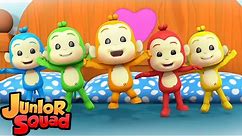пять маленьких обезьян | детские песни | развивающий мультфильм | Junior Squad Russia | потешки