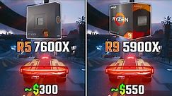 AMD RYZEN 5 7600X vs RYZEN 9 5900X | Test in 6 Games