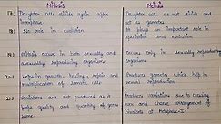 Difference between mitosis and meiosis ||comparison between mitosis and meiosis