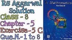 Playing with Numbers | Class 8 Exercise 5C Question 1 to 8 | Rs Aggarwal | Md Sir