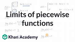 Limits of piecewise functions | Limits and continuity | AP Calculus AB | Khan Academy