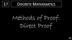 Discrete Math - 1.7.1 Direct Proof