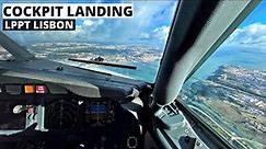 Boeing 737-800 Cockpit Landing at Lisbon | SCENIC Crosswind Landing | Pilot's View GoPro 9 [4K]