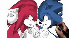 How To Draw Knuckles vs Sonic | Step By Step | Sonic The Hedgehog