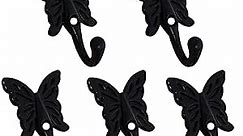 5 PCs Black Color Butterfly Shaped Wall Hooks Wall Mounted Hanger for Clothes Towel Coat Hat Butterfly Patterned
