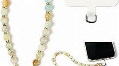 Phone Charm with Beaded Marble, Cell Phone Lanyard with Tether Tab, Phone Chain Strap, Hands-Free Wrist Strap, Phone Strap for Women Compatible with iPhone 14 Pro Max/ 13 Pro Max/ 12 Pro Max/(Green)