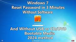 2024 How to Reset Windows 7 Password without any Software or Bootable USB/CD/DVD media.